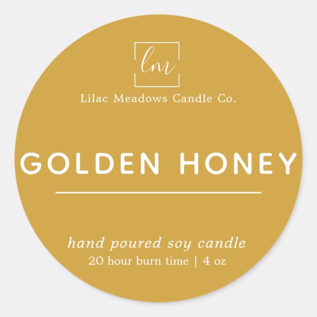Mustard Yellow Boho Round Candle Label Runder Aufkleber (Vorderseite)