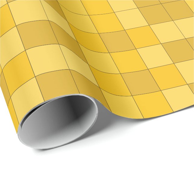 Mustard Yellow Checkerboard Geschenkpapier (Rolleneckpunkt)