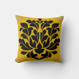 Mustard Yellow Damask Orchid-Blume Kissen