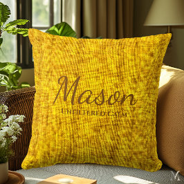 Mustard Yellow Denim Textur | Benutzerdefinierte R Kissen