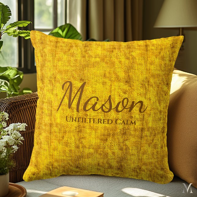 Mustard Yellow Denim Textur | Benutzerdefinierte R Kissen (Von Creator hochgeladen)