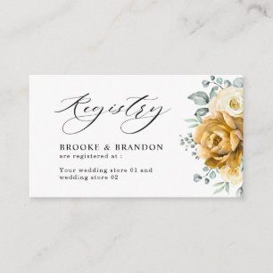 Mustard Yellow Floral Sage Green Wedding Registry Begleitkarte