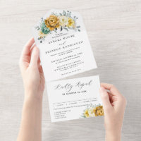 Mustard Yellow Floral Sage Grüne Moderne Hochzeit