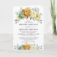 Mustard Yellow Floral Sage Grüne Moderne Hochzeit