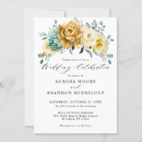 Mustard Yellow Floral Sage Grüne Moderne Hochzeit