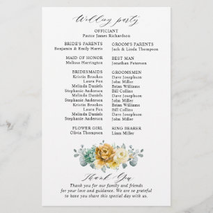 Mustard Yellow Floral Sage Modernes Hochzeitsprogr