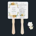 Mustard Yellow Floral Sage Modernes Hochzeitsprogr Fächer<br><div class="desc">Moderner, eleganter Frühjahr / Mittelsommer Hochzeitsprogramm Hand Fan bietet ein Bouquet von weichem Wasser Farbe Senf gelben Rosen / Peonies mit grüne grüne grüne Blätter / botanische Blätter / eucalyptus / succulents. Weitere passende Designs und Variationen finden Sie in meinem "Blitzweddingpaperie" Shop. Und zögern Sie nicht, mich für weitere Anpassungen...</div>