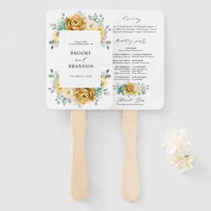 Mustard Yellow Floral Sage Modernes Hochzeitsprogr Fächer