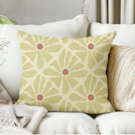 Mustard Yellow Funky Boho Hand Drawn Blume Kissen