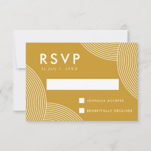 Mustard Yellow Geometric Swirl Wedding RSVP Karte