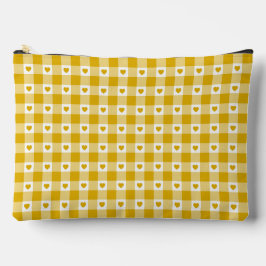 Mustard Yellow Heart Plaid Gingham Retro Color Zubehörtasche