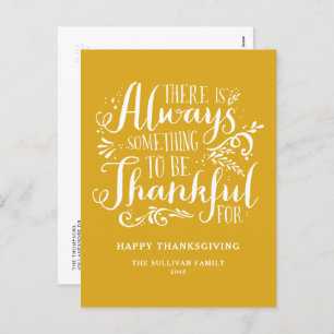 Mustard Yellow immer dankbar Quote Erntedank Feiertagspostkarte