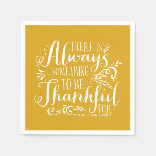 Mustard Yellow immer dankbar Quote Erntedank Serviette