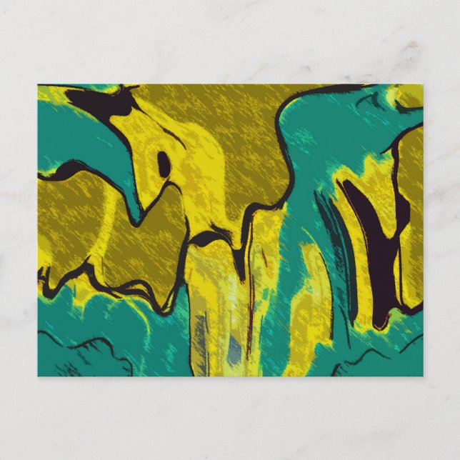 Mustard Yellow Jade Green Abstrakt Postkarte (Vorderseite)