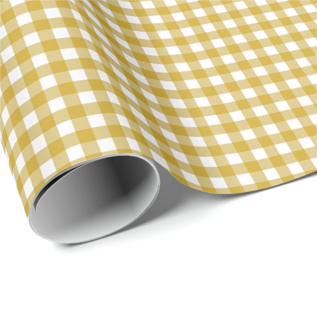 Mustard Yellow Kariert Geschenkpapier (Rolleneckpunkt)