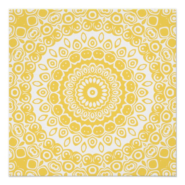 Mustard Yellow Mandala Pattern Poster (Vorderseite)