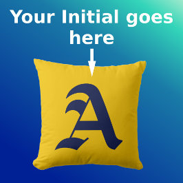 Mustard Yellow Minimal Navy Blue Initial Monogram Kissen