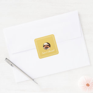 Mustard Yellow Minimalistisch - Foto - Dankeschön- Quadratischer Aufkleber