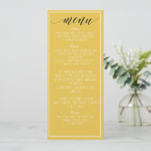 Mustard Yellow Minimalistisch Menu