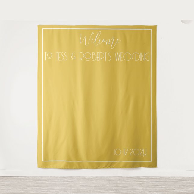 Mustard Yellow Minimalistisch Wandteppich (Vorderseite)
