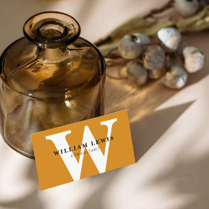 Mustard Yellow Mit Monogramm Moderne Minimalistisc Visitenkarte