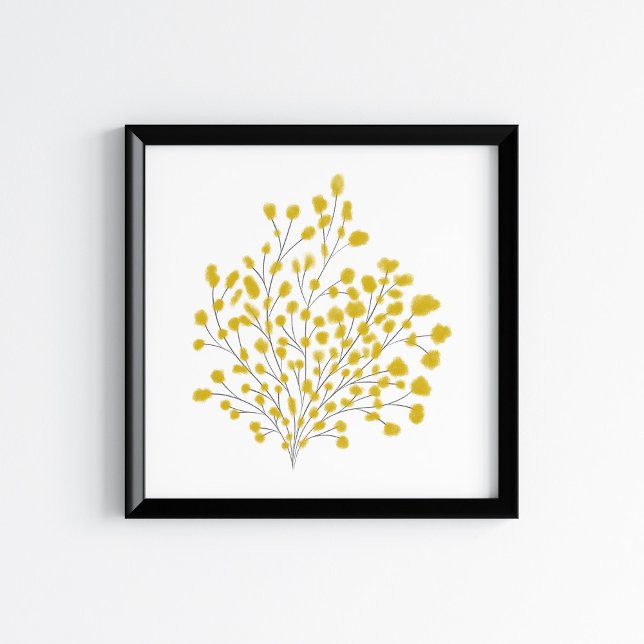 Mustard Yellow Mixed Media Watercolor Branch Art Poster (Von Creator hochgeladen)