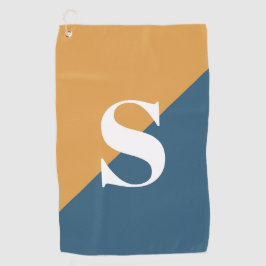 Mustard Yellow Navy Blue Monogram Golfhandtuch