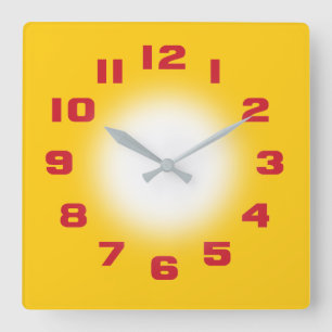 Mustard Yellow Quadratische Wanduhr