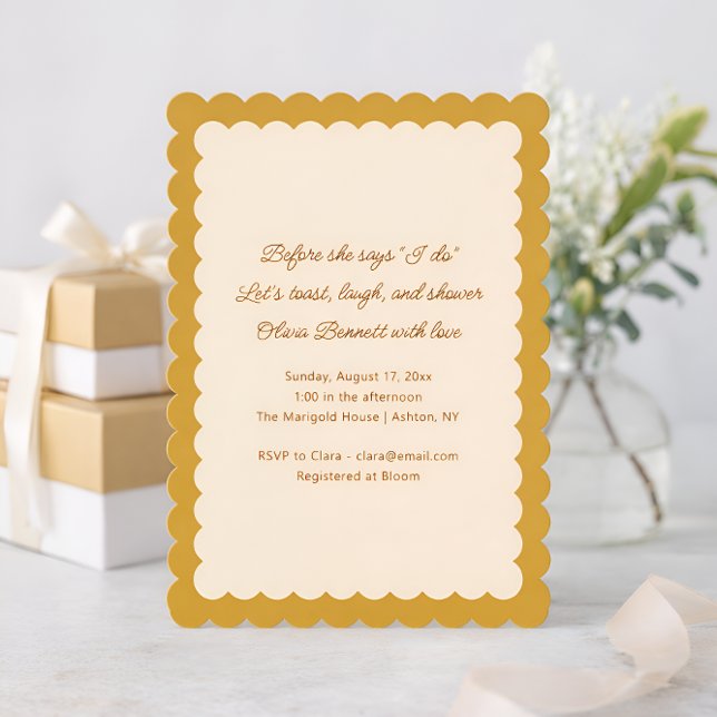 Mustard Yellow Scalloped Edge Bridal Shower Einladung (Von Creator hochgeladen)