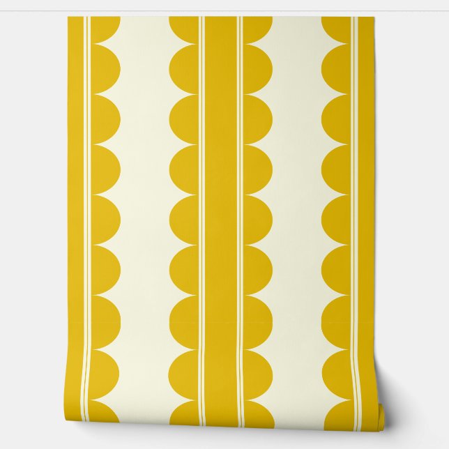 Mustard Yellow Scalloped Wallpaper Tapete (Abrollen)