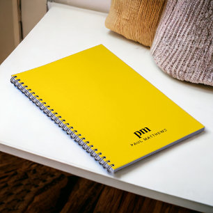 Mustard Yellow Simple Monogram Initials und Name Notizblock