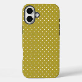 Mustard yellow white polka dots pattern iPhone 16 Plus Hülle