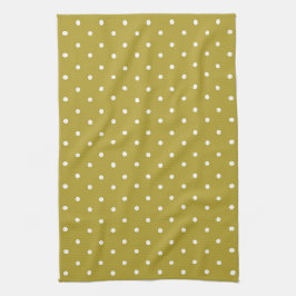 Mustard yellow white polka dots pattern Geschirrtuch
