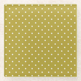 Mustard yellow white polka dots pattern Glasuntersetzer