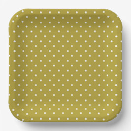 Mustard yellow white polka dots pattern Pappteller