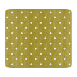 Mustard yellow white polka dots pattern Schneidebrett