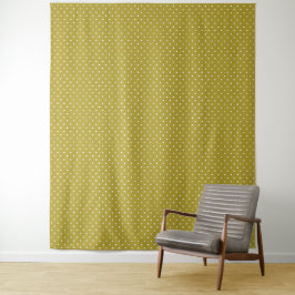 Mustard yellow white polka dots pattern Wandteppich