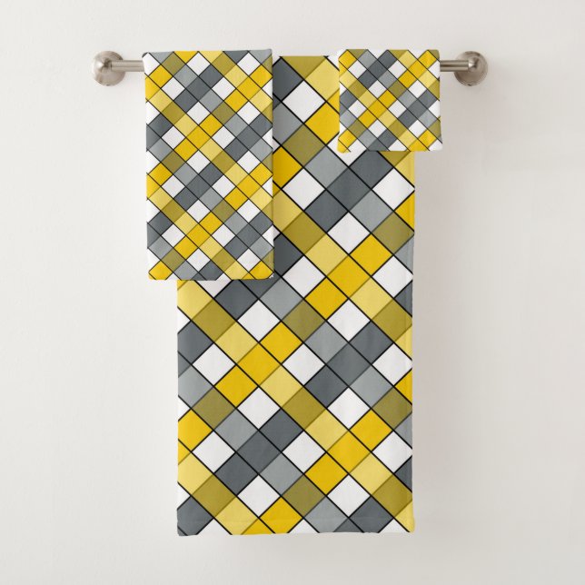 MUSTART UND CHARCOAL KARIERT BADHANDTUCH SET (Insitu)