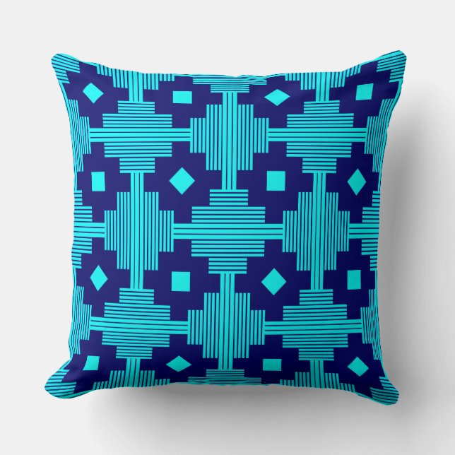 Muster 061214 - Cyan mit Deep Navy Kissen (Vorderseite)