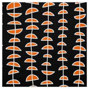 Muster 080515 - Weiß und Orange auf Schwarz Stoff