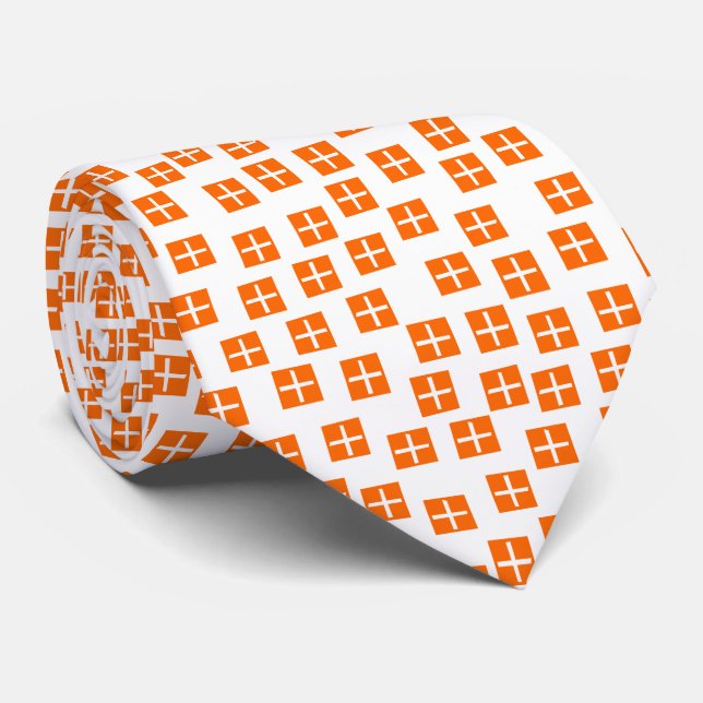 Muster 270715 - Orange und Weiß Krawatte (Gerollt)