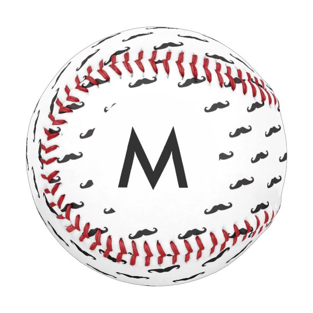 Muster 2 des Mustache-Hipsters für Monogramm Baseball (Vorderseite Links)