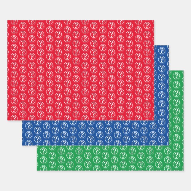 Muster 3D für weiße Fragezeichen Geschenkpapier Set (Set)