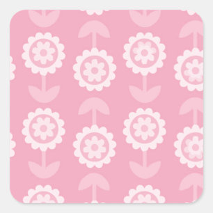 Muster Abstrakt Art Pink Floral Blume Quadratischer Aufkleber