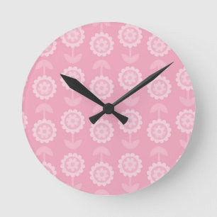 Muster Abstrakt Art Pink Floral Blume Runde Wanduhr