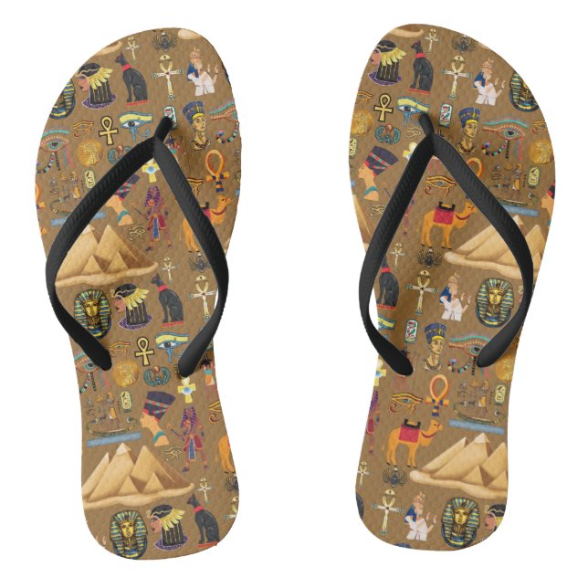 Muster altertümliches ägyptisches Hieroglyphiksymb Flip Flops (Fußbett)