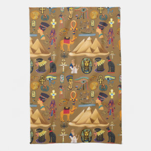 Muster altertümliches ägyptisches Hieroglyphiksymb Geschirrtuch