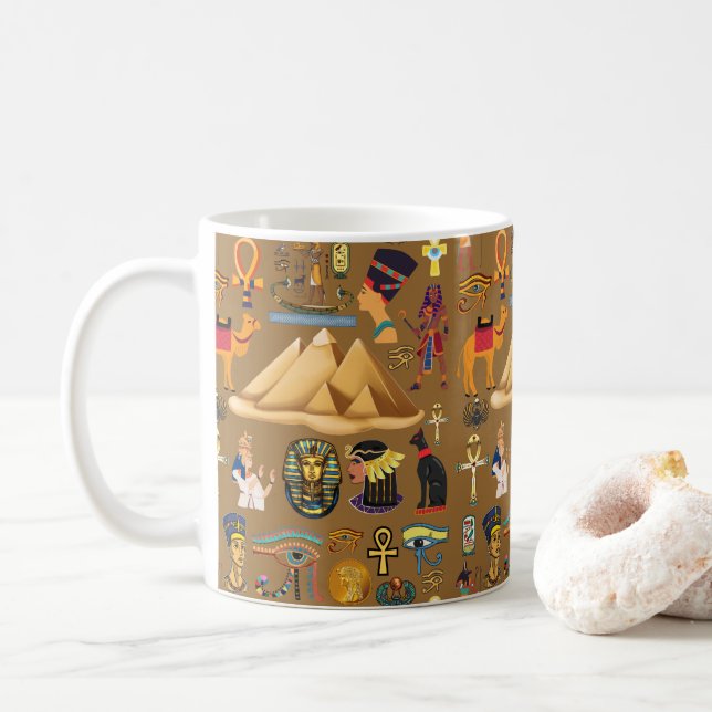 Muster altertümliches ägyptisches Hieroglyphiksymb Kaffeetasse (Mit Donut)