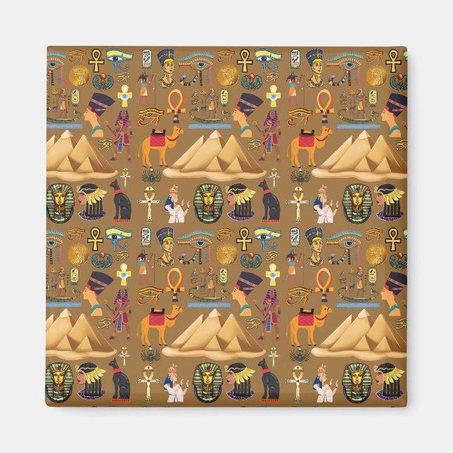 Muster altertümliches ägyptisches Hieroglyphiksymb Magnet (Vorne)