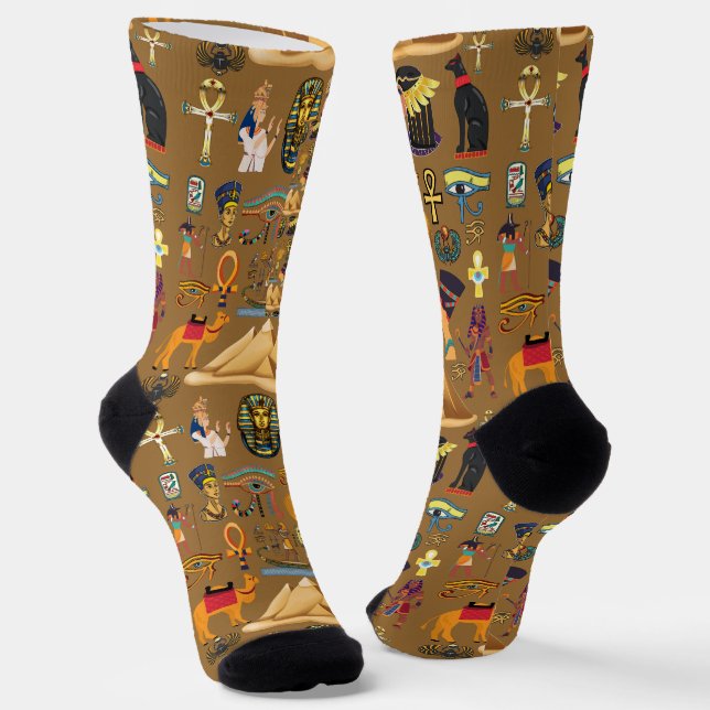 Muster altertümliches ägyptisches Hieroglyphiksymb Socken (Gewinkelt)